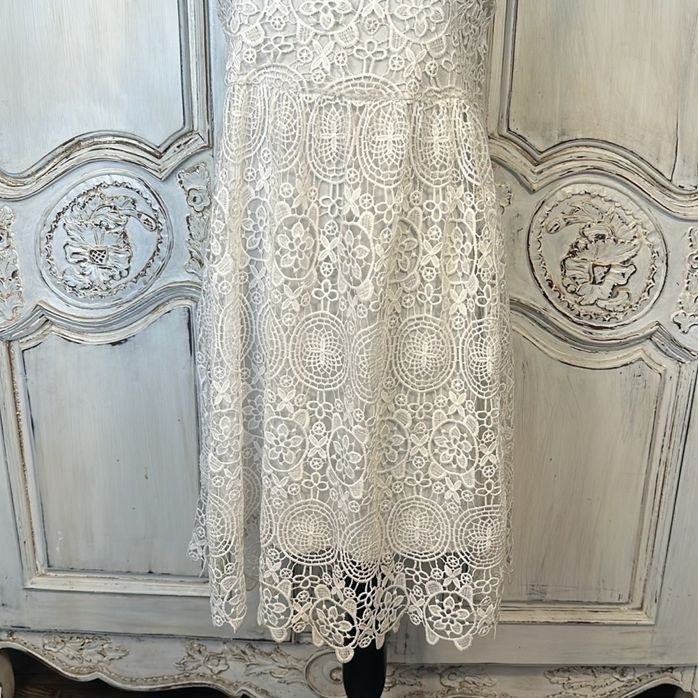 Audrey3+1 Lovely White Lace Empire Summer Dress CottageCore Feminine Victorian - Picture 3 of 9